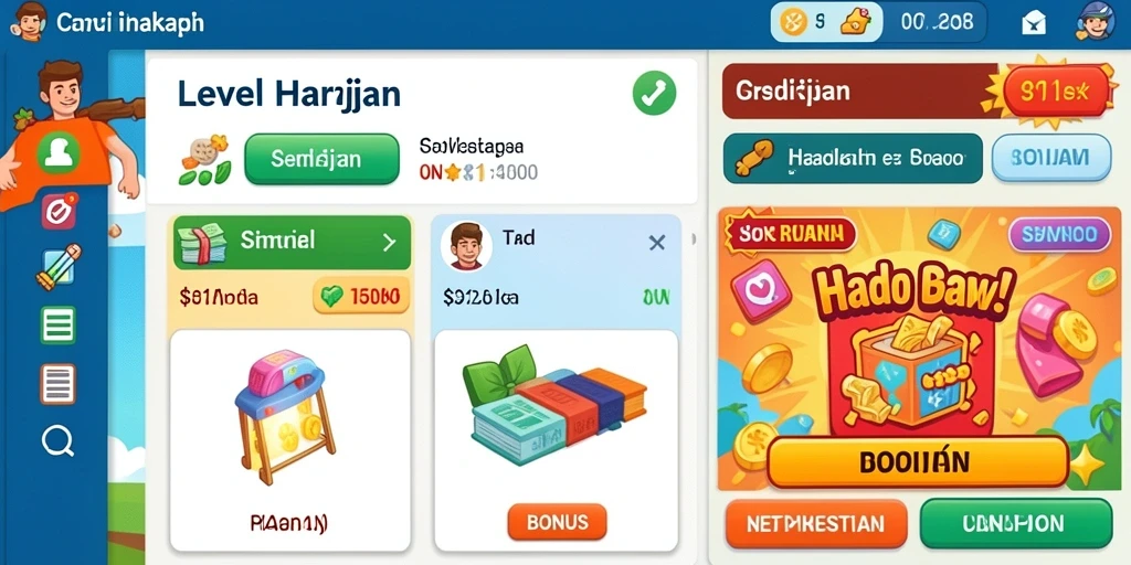 Aktivitas dalam game yang penuh warna dan dinamis.